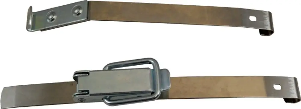 Metallspanner mit einer geschlossenen und einer offenen Lasche, ideal für Anwendungen wie den spannungsverstärkten Gebrauch. Marke: Wolf.